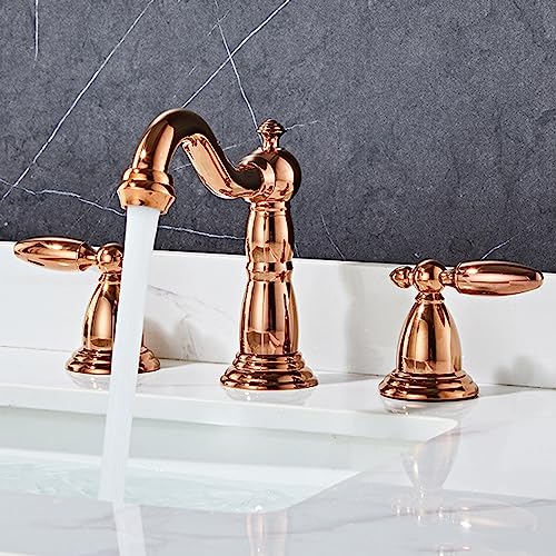 Robinet robinets de salle de bain mélangeur eau chaude froide dorée double manche