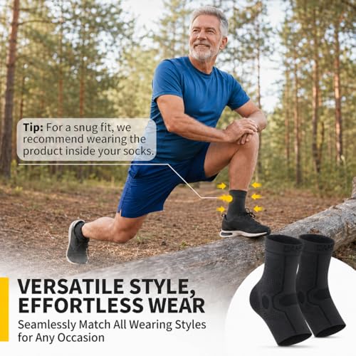 Image of CAMBIVO Ankle Compression Sleeve Support for Men & Women, 1 Pair for Sports