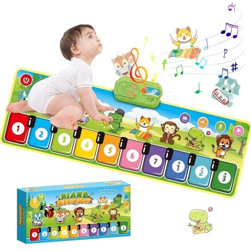 Alfombra Musical Piano Bebe con 8 Animales, Alfombra de Piano Alfombrilla de Baile 110 x 36 cm, Juguete para niños a Partir de 1, 2, 3 años, Regalo para niña, niño, Navidad, cumpleaños