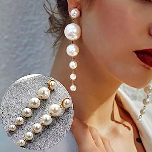 Atentuyi Pendientes De Perlas Oro Largo Pendiente De Perlas Boho Largo Borla Cuelgan Pendientes De La Novia De La Boda Pendientes De Perlas De Joyería Para Las Mujeres Y Las Niñas