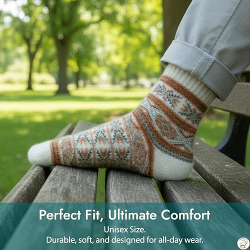 Image of Angora Wool Socks - Machine Washable Dry-Foot Fuzzy Warm Breathable Soft Unisex Indoor /Outdoor Socks for Women and Men