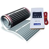 15m² floorino Fußbodenheizung KomplettPaket MIT Thermostat TE170 UND Zubehör BESTE SPARSAMKEIT MIT NUR 80 Watt elektrische infrarot Heizfolie mit Anschluss-Set Laminat Parkett Heizung