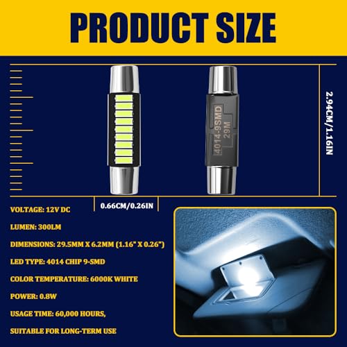 6 Lámparas LED Festoon 28-29mm para Auto Icy Blue miniatura 2