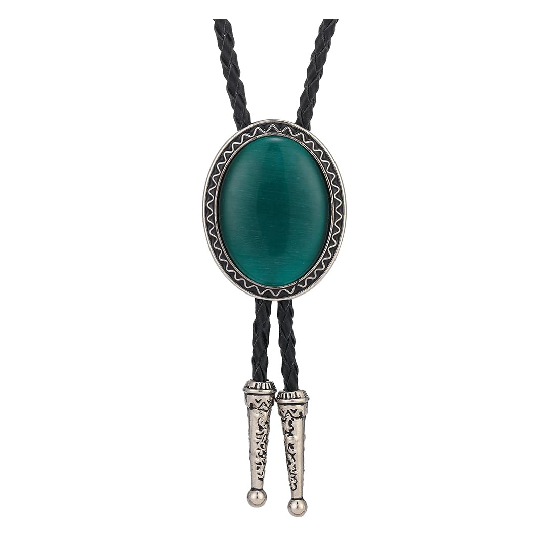 Bolo Tie for Men Women Cowboy Turquoise Celtic Natural Tiger Eye Stone Longhorn Bull Western Leather Bolo Necktie