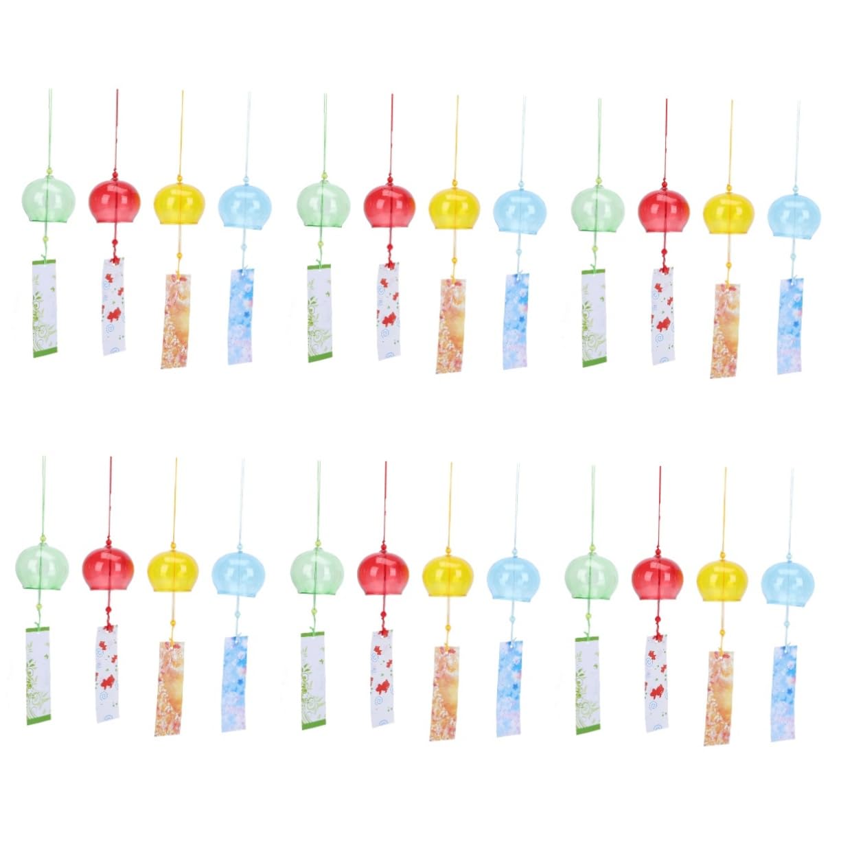 24pezzi Campane Di Vento Giapponesi Colorato Di Pendenti Per Balcone Decorazioni Per La Casa Efficaci Campanelli Musicali Estivo Elegante