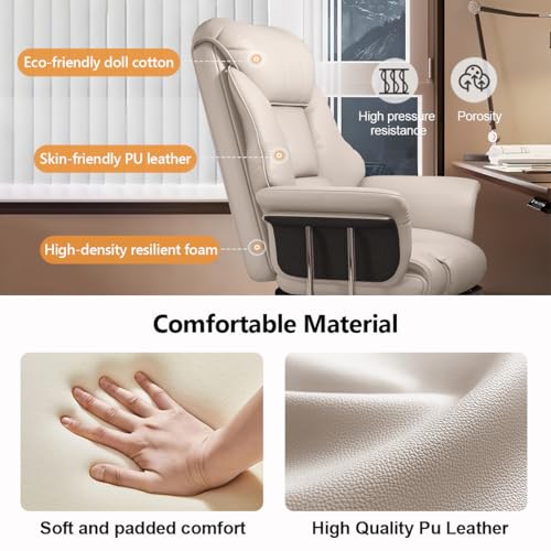 Image of Big and Tall Office Chair Wide Seat Ergonomic Leather Executive Desk Chair with Leg Rest, Heavy-Duty 550 lbs Adjustable Height Computer Gaming Chairs