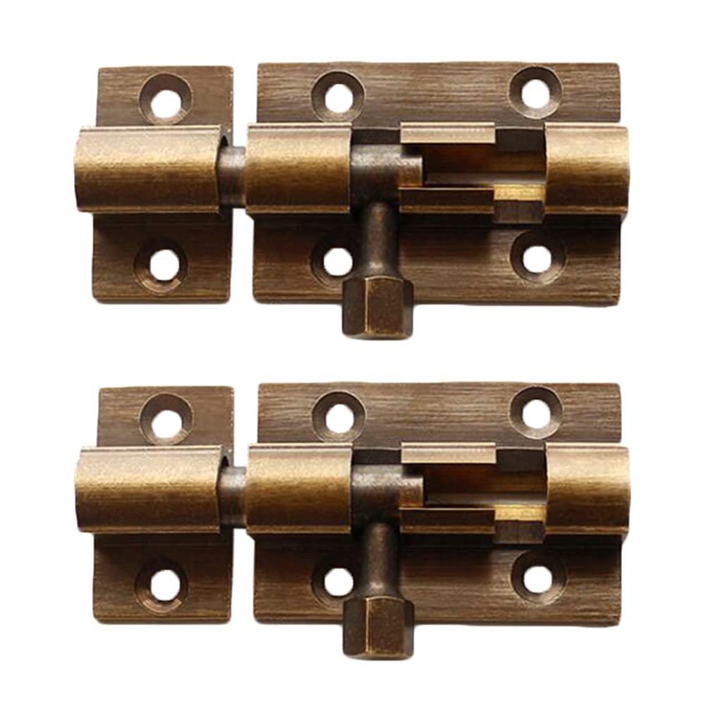 NVSFZGIYG Lock Latch,Sliding Bolt,Door Bolts,2 Pack,4 Inch Brass Barrel With Screws For Bathroom, Toilet, Shower And Shed Doors