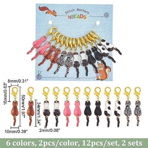 NBEADS 24 Pcs Cat Stitch Markers - Image 2