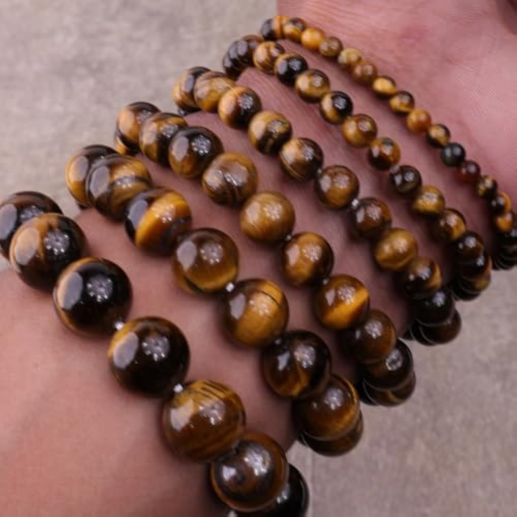 Tiger Eye Bead Bracelet for Men and Women, Adjustable Gemstone