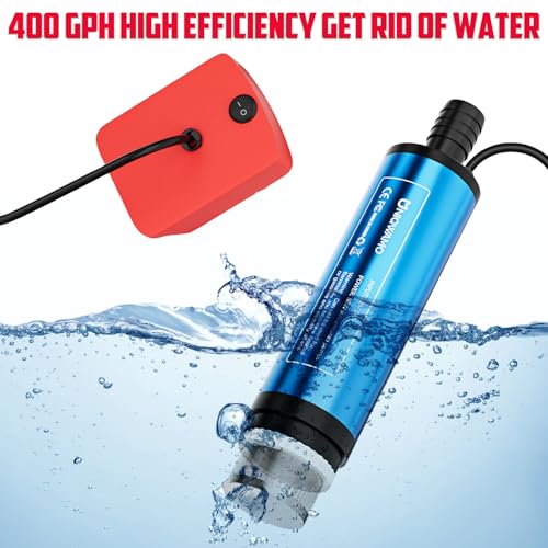 Image of Uniqwamo Cordless Submersible Water Pump For Milwaukee 18V Battery,400GPH Portable Transfer Water Pump for Camping Tub Garden RV Pond Draining Job Sites(No Battery)