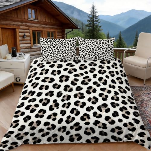 Housse de couette 200x200 léopard pour literie sans repassage