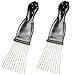 Luxxii (2 Pack) 7" Black Fist Metal Afro Pik Lift Hair Comb Detangle Wig Braid Hair Man Styling Comb (Black)