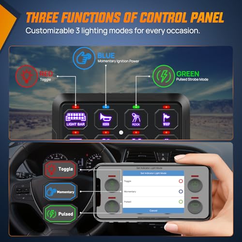 Image of Nilight 12 Gang Switch Panel Relay System w /APP Control Automatic Dimmable | RGB Backlight Panel Circuit Control Fuse Wiring Harness ON Off LED Switches Pod for 12V 24V Cars Trucks Campers SUV