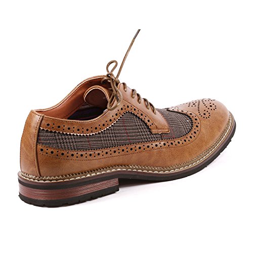 Metrocharm MET525-6 Men's Tweed Perforated Wing Tip Lace Up Oxford Dress Shoes3