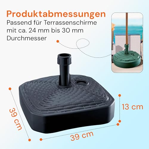 GARDENIX Sonnenschirmständer Quadratisch Anthrazit Rattanoptik aus Kunststoff befüllbar mit Sand, Wasser, Kies zu Garten, Strand, Terrasse -Sonnenschirm Schirmhalter Schirmständer Ständer