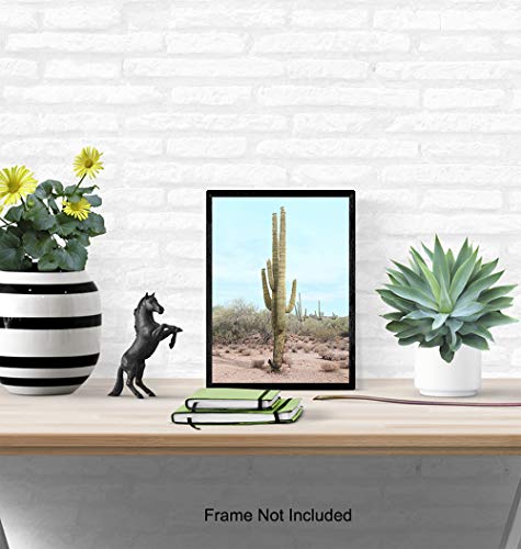 Saguaro Cactus, Desert Wall Art Decor - 8X10 Travel Poster For Bedroom, Living Room, Office, Bathroom - Gift For California, Arizona, Utah, New Mexico Nature Fan - Unframed Picture Photo Photograph #TOP3