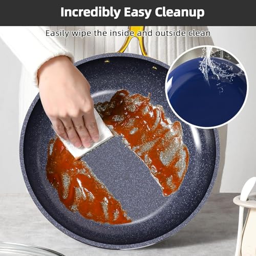 Image of Nuwave Lux LE 13-Pc Cookware Set with Elegant Gold Handle, Diamond Infused Ceramic Non-Stick, PFAS Free, Premium Metal Lids, Ergonomic Stay-Cool Handles, Induction Ready & Compatible w /All Cooktops