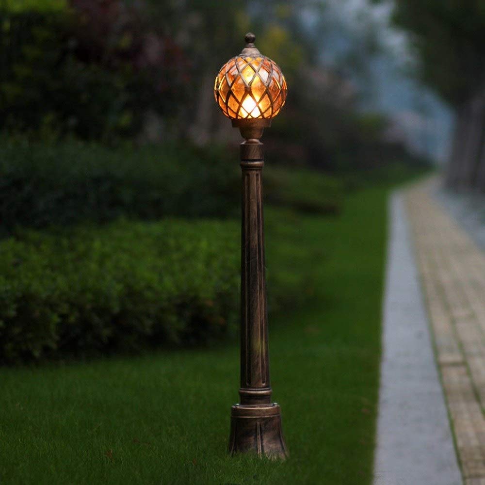 Lampa zewnętrzna, 105 cm, lampa na podwórko, europejska kula, tradycyjna śródziemnomorska szklana kula ze szkła aluminiowego, oświetlenie uliczne na zewnątrz