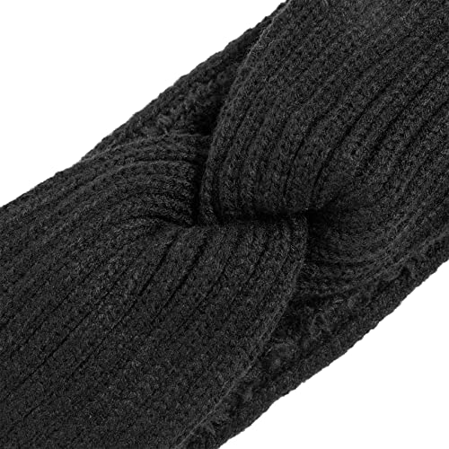 Dreshow Women Warm Knitted Headband Winter Ear Warmer Crochet Head Wraps Thick Fleece Lining Hair Bands thumb #5