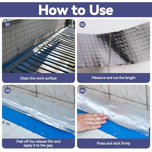 Butylband Wasserdicht, 10 M x 5 cm Wasserdichtes Klebeband für Rohre, Dachrinnen & Undichtigkeiten, Starkes Selbstklebendes, Dichtband Selbstklebend Wasserdicht, Dach Reparaturband für Garten Pool