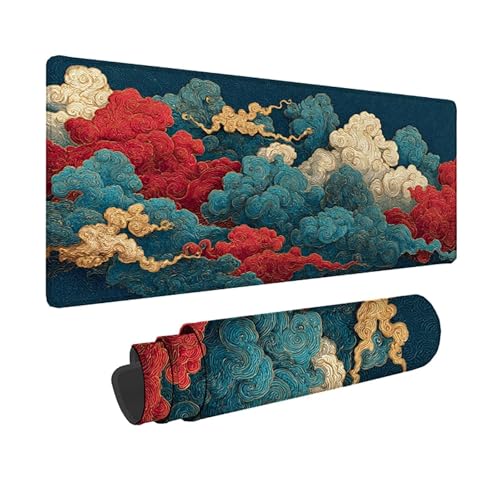 Tapis de souris XXL bleu design nuage, une idée cadeau bureau originale