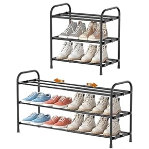 ステンレス製 3段シューズラック 薄型 Amazon｜2024新モデル 3段シューズラックシューズボックス 下駄