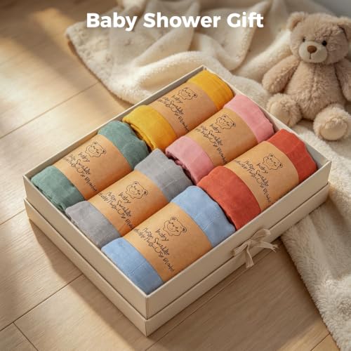 Image of Muslin Swaddle Blankets for Baby Boys and Girls, 4-Pack Breathable Soft Receiving Blanket Wrap, Baby Essentials, Registry & Gift, 47 x 47 inches Brown