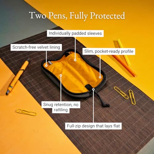 Image of LOCHBY Duo Pen Pouch | Slim and Elegant Pen Pouch, Durable Waxed Canvas, Lightly Padded for Fountain Pen and Mechanical Pencil, Compact Design Holds 2 Pens, for Everyday Carry