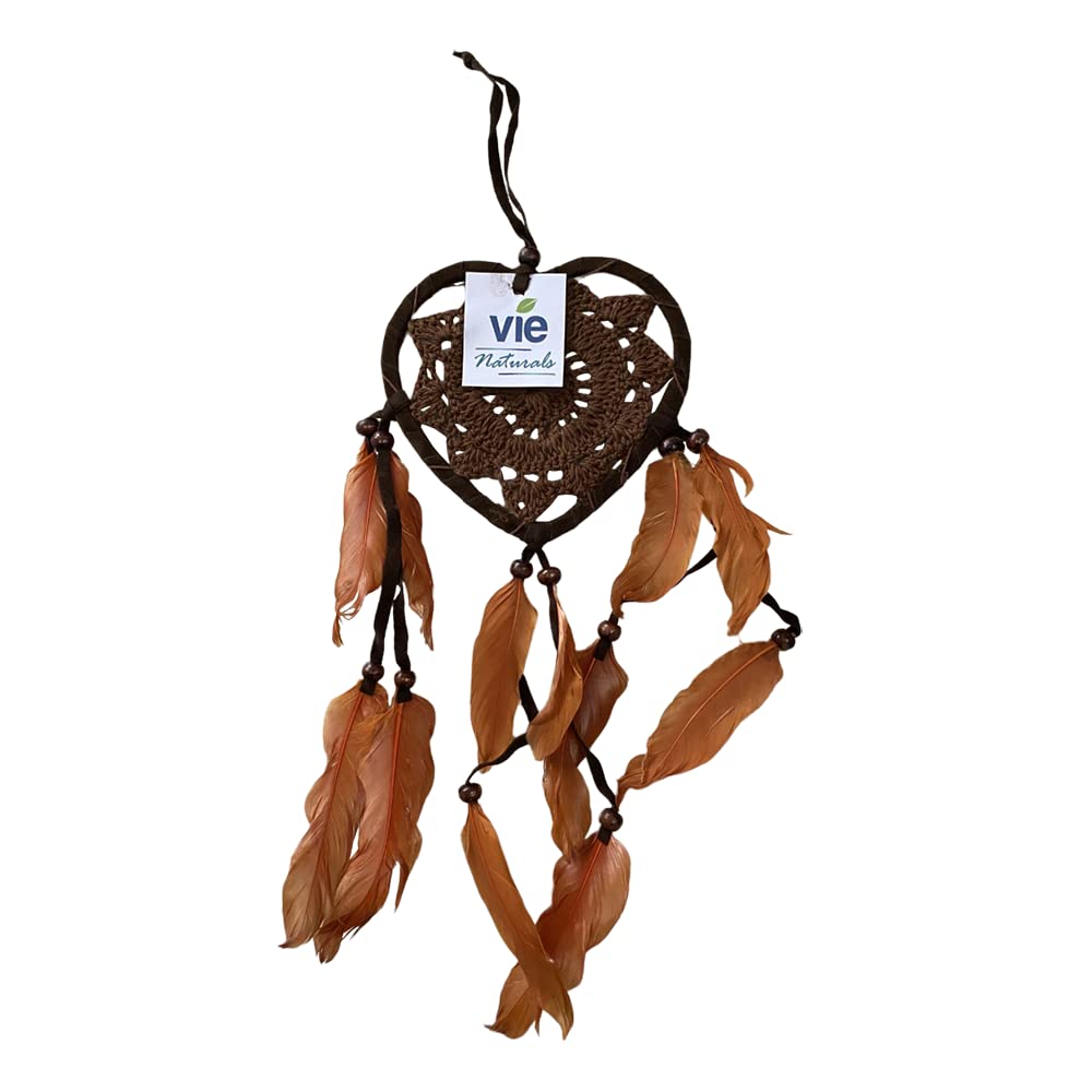 VIE Naturals Heart Shaped Dream Catcher, 12cm, Brown