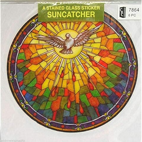 Holy Spirit Dove Suncatcher Stained Glass Window Stickers Reusable 6 Suncatcher Cover
