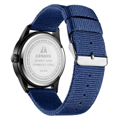 Image of LN LENQIN Mens Watches Unisex Military Sport Nylon Strap Stylish Luminous Fashion Analog Quartz Watch for Men Waterproof Army Tactical Casual Wristwatch