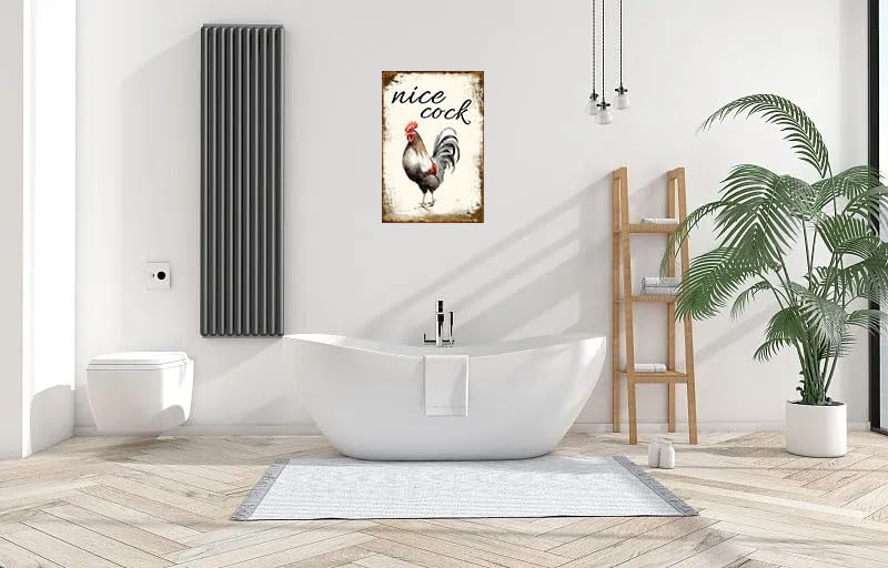 Miniatura 5 de Letrero de metal con diseño de pollo, bonito pollo, divertido para decoración de pared de baño, pósteres retro para el hogar, cocina, granja,