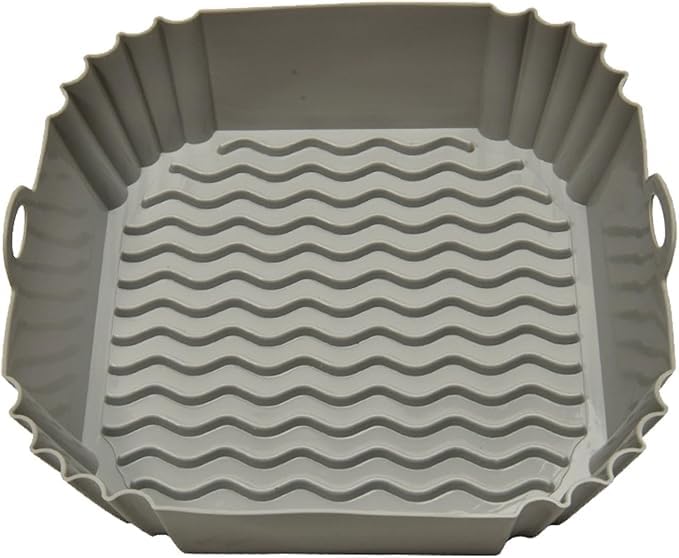 Square Air Fryer Tray – Stainless Steel Crisper Tray & Basket, Nonstick, 9-Inch, Dishwasher Safe, Fits 8–10 Qt Air Fryers