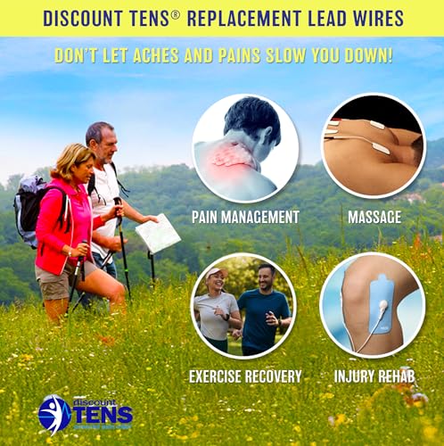 Image of Discount TENS - Replacement Lead Wires, 2 Snap Connectors - Pack of 2 | Molded strain-relief sleeves, durable flexible insulated cable resists kinking and breakage, connects 2 electrodes per wire