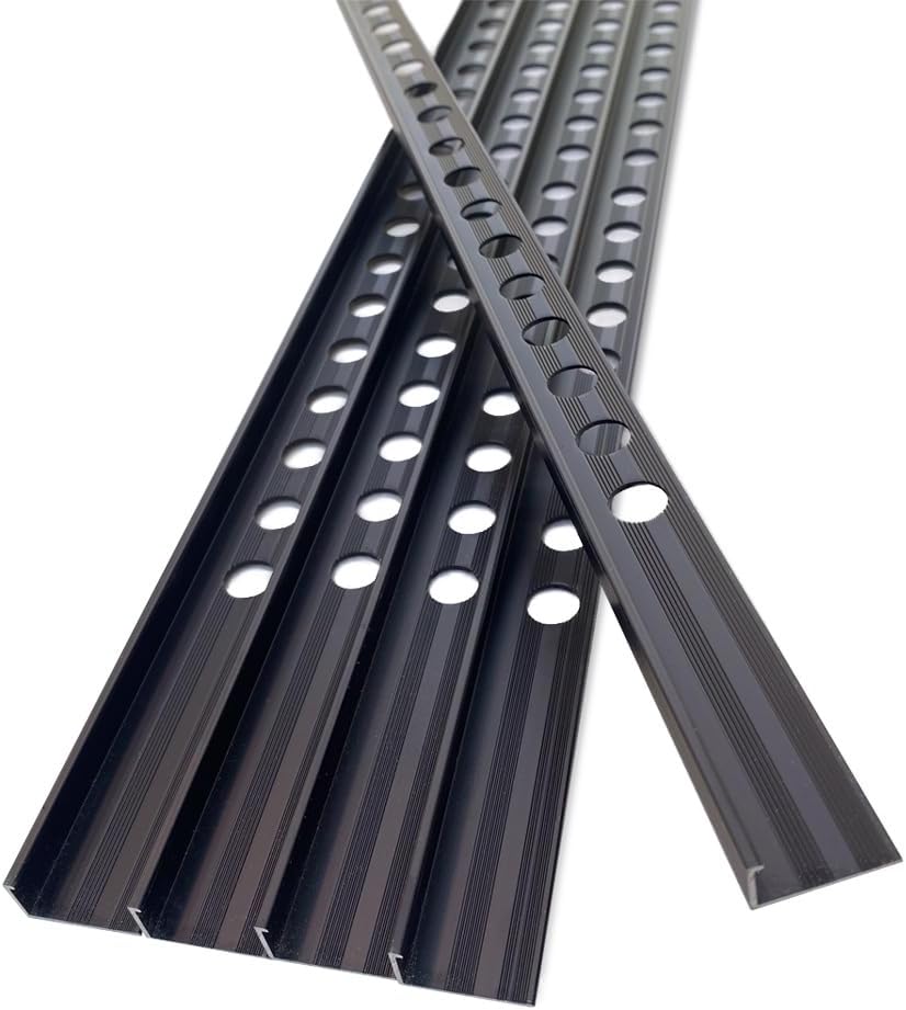 10-Pack 7.8 Feet Aluminum Tile Trim, Metal Tile Trim, Decorative Trim Edge for Kitchen Backsplash, Flooring, Construction (Brushed Nickel, (10-Pack) 3/8" x 94")