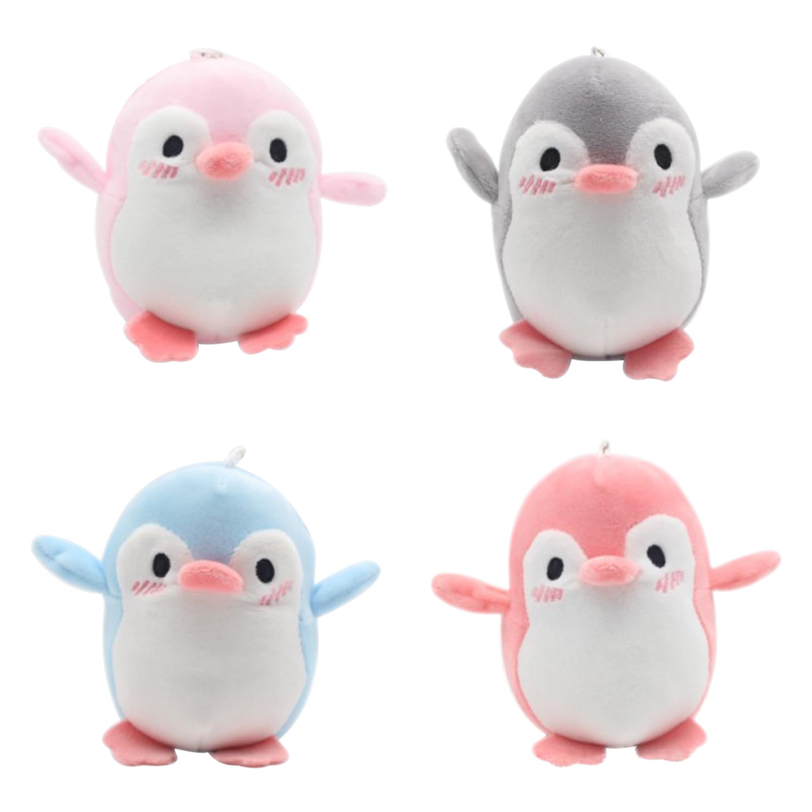 4 Pcs Small Stuffed Animals - Penguin Plush Animal Toy with Bead Chain, Mini Animal Plush Toy, Penguin Pendant for Christmas Party Favors, Award Goodie Bag Fillers (12cm)