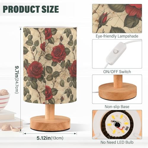Lámpara USB Retro Roja Rosa para Mesa de Noche miniatura 3
