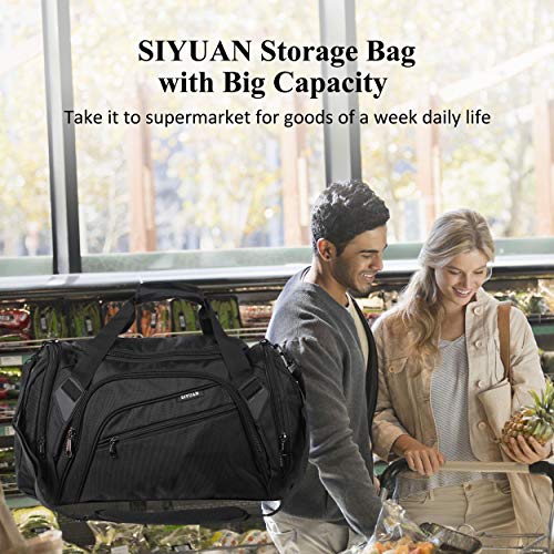SIYUAN Mens Gym Bag,Sports Duffel,Women Storage Bag Shopping Bag Duffle Bag Water-resistant with Shoe Compartment 45L 17 Inches Length,Black,Medium