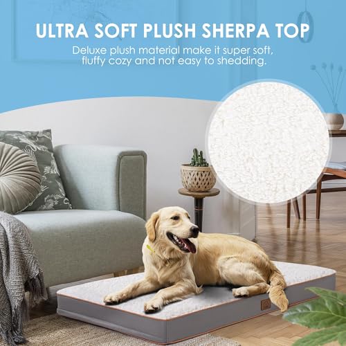 Image of Sunheir Washable Large Dog Bed Covers Soft Plush Replacement, Waterproof Dog Bed Liner, Pet Bed Cover with Zipper 24x16x3 Inches, Lightgrey, Cover Only
