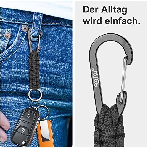 EOTW Paracord Schlüsselanhänger Karabiner Karabinerhaken D Ring Schlüsselband Schlüsselring für Motorrad Auto Camping Wandern Männer Frau Kinder (1 Schwarz)