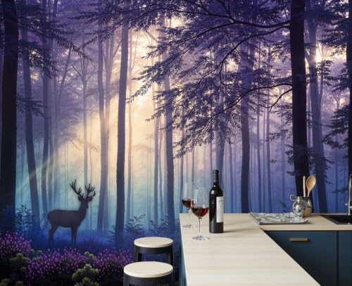 Papier peint panoramique forêt brumeuse 200x140 cm intissé - 5