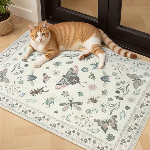 Dadasgk Tapis entrée 2x3 beige naturel lavable antidérapant