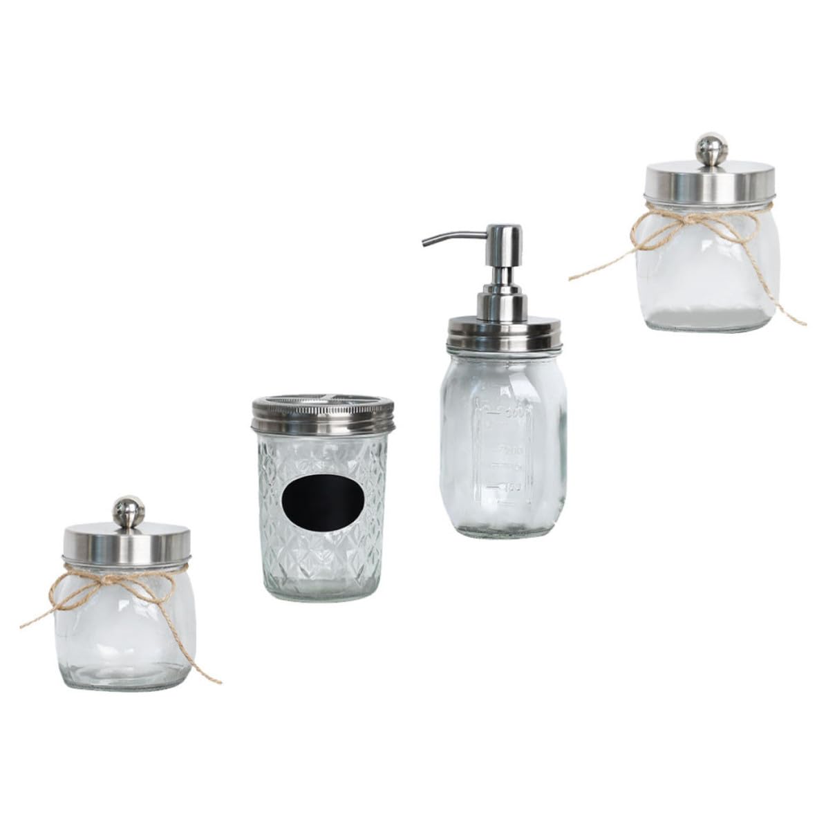 Operitacx Juego de Accesorios para Baño y Portahisopos de Vidrio Plata Botella de Loción Vaso para Cepillos de Dientes Adecuado para Hotel y Baño para Hotel y Baño