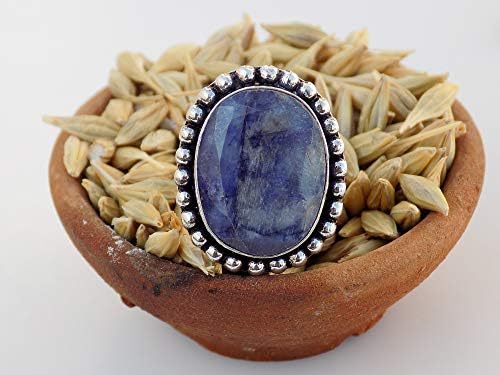 Blue Beryl cabochon Ring, Silver Plated Ring, Handmade Ring, Women Jewelry,(Size- 7 USA) BRS-11679 image 4