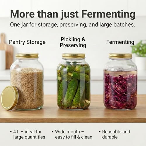 Tarros de fermentación de vidrio borosilicato myFERMENTS con tapas esterilizables 7