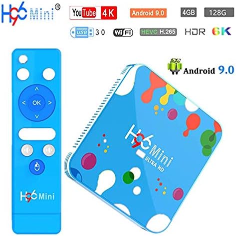 4G 128G Android TV Box , H96 Mini H6 Android 9.0 Smart TV Box Quad Core 4G DDR3 128G EMMC ROM Set Top Box Support 4K 6K 3D H.265 Dual WiFi 2.4G /5G