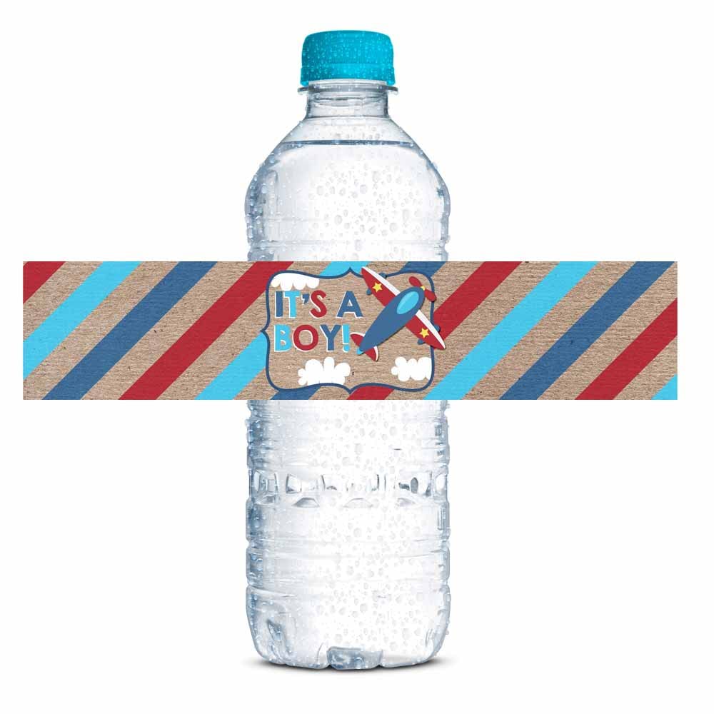 Étiquettes de bouteille d'eau pour anniversaire enfant thème avion Up & Away
