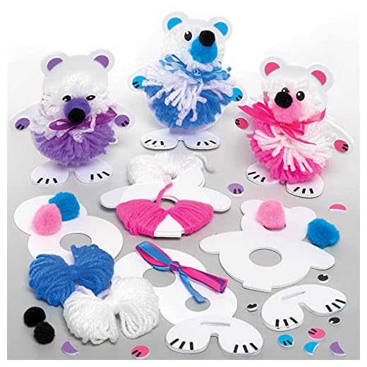 Baker Ross FE974 Snö Björn Pom Dekorationskit - 3-pack, julhantverk, Pom Pom dekorationer för barn att skapa, dekorera och visa, kreativa aktiviteter för barn