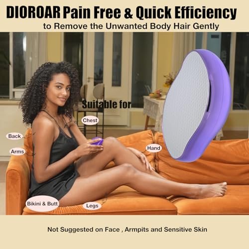 DIOROAR Crystal Hair Eraser,Upgrade Crystal Hair Remover,Physical Nano Glass Hair Removal Device,Painless Epilator and Exfoliator Without Shaver for Quick Soft Silky Skin(Violet) - Image 4