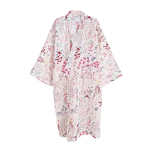 G-LIKE Japanischer Kimono Nachthemd Bademantel – Traditioneller Haori Yukata Stil 100% Baumwolle Frühling Sommer Hauskleid Saunamantel Leicht Dünn...
